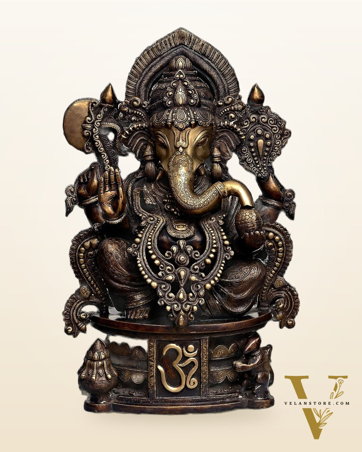 Handcrafted Brass Ganesha Statue - 23" Antique tone