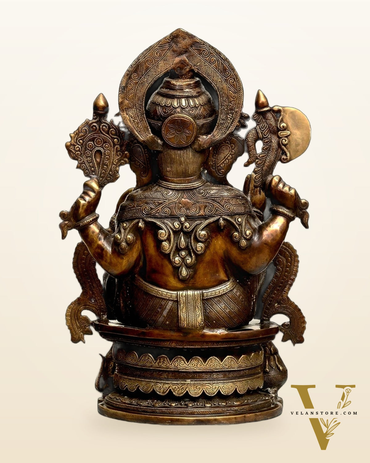 Handcrafted Brass Ganesha Statue - 23" Antique tone