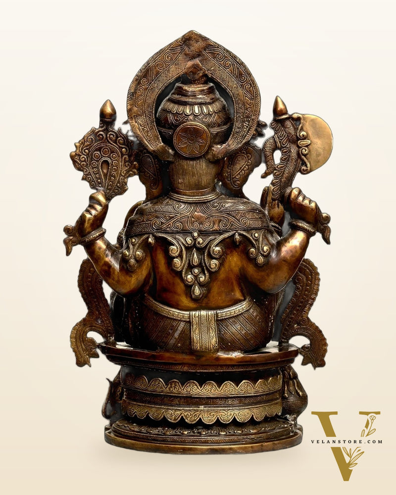Handcrafted Brass Ganesha Statue - 23" Antique tone