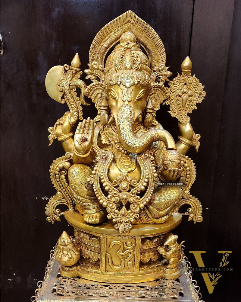 Handcrafted Brass Ganesha Statue - 23"