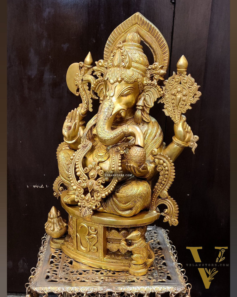 Handcrafted Brass Ganesha Statue - 23"