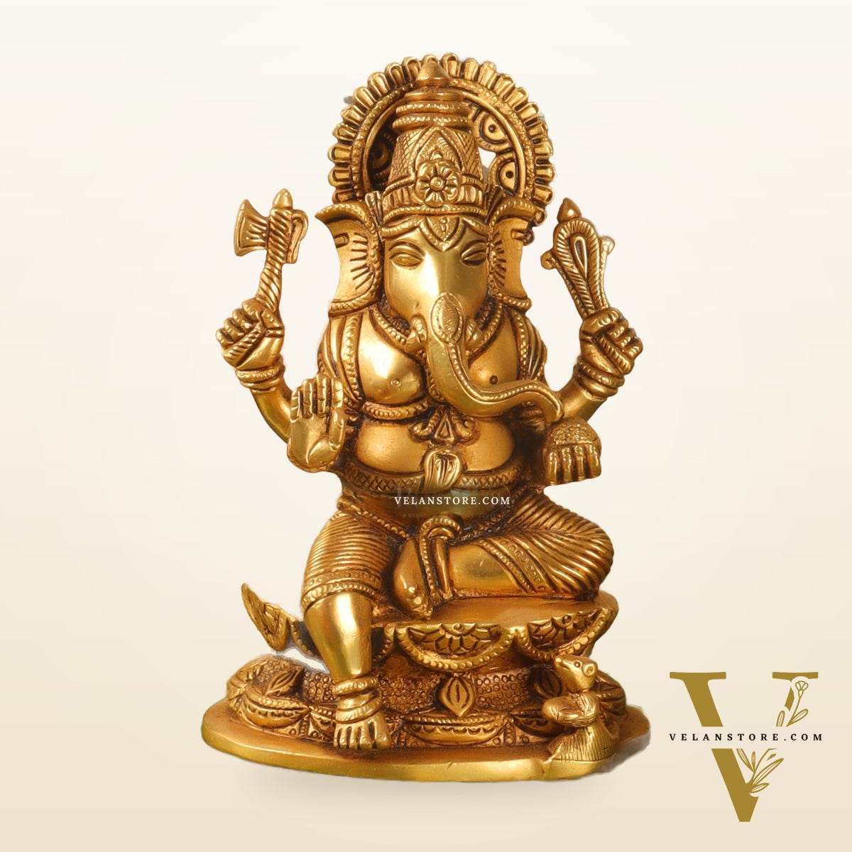 Handcrafted Brass Ganesha Statue 7"