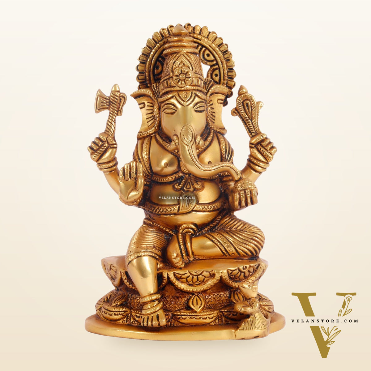 Handcrafted Brass Ganesha Statue 7"