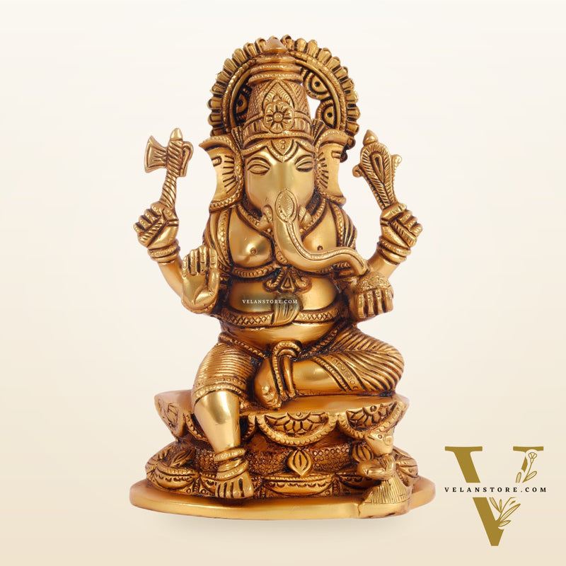 Handcrafted Brass Ganesha Statue 7"