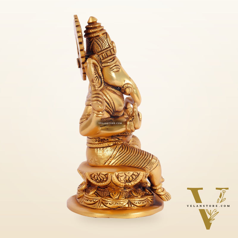 Handcrafted Brass Ganesha Statue 7"