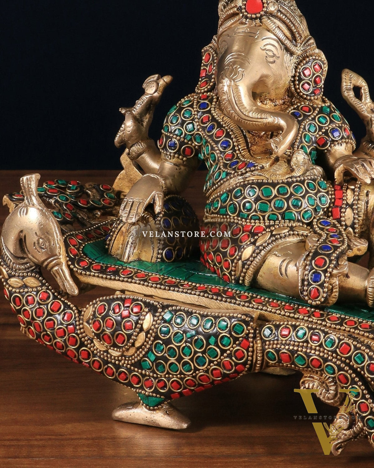 Handcrafted Brass Ganesha Statue on Peacock Throne statue