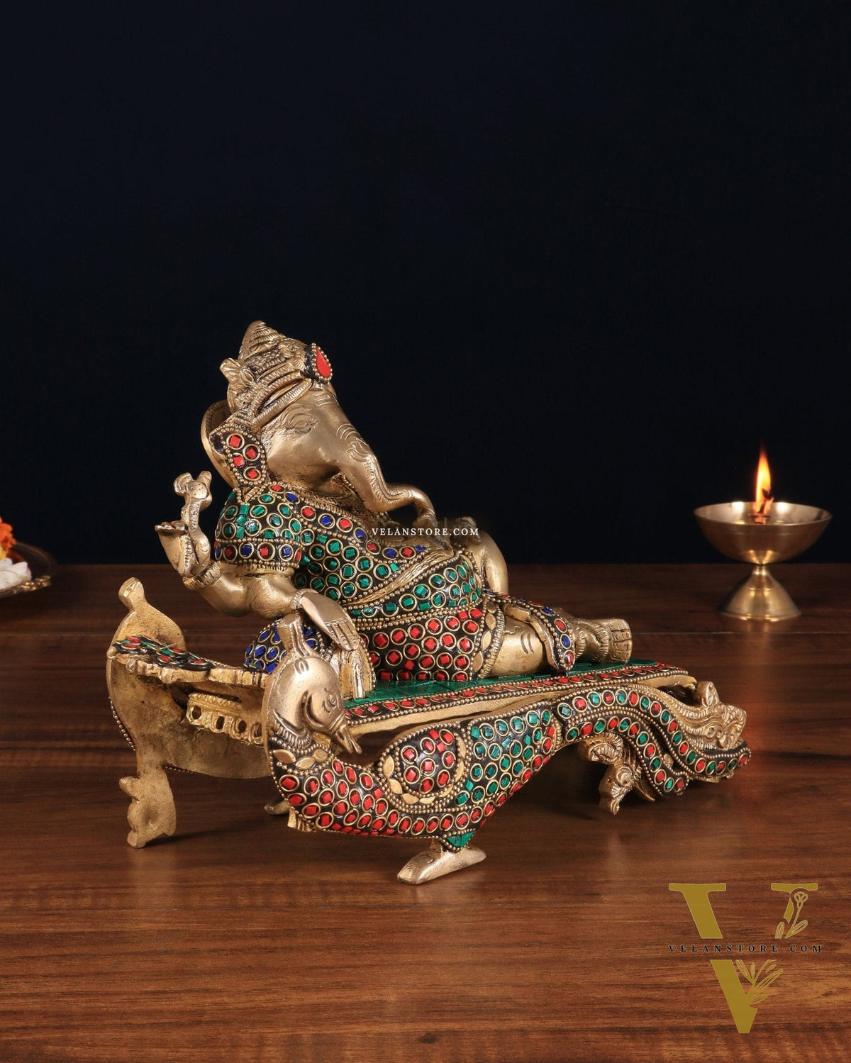 Handcrafted Brass Ganesha Statue on Peacock Throne statue