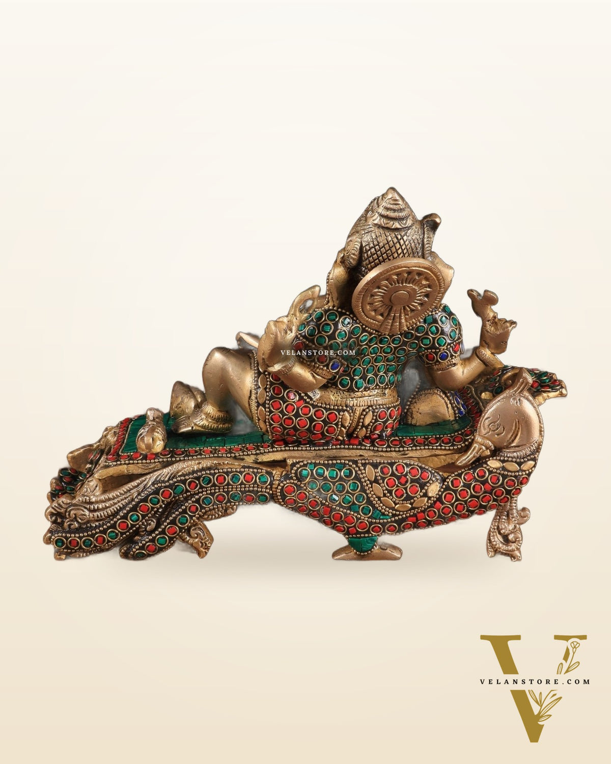 Handcrafted Brass Ganesha Statue on Peacock Throne statue