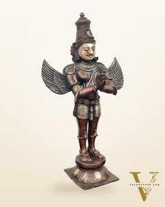 Handcrafted Brass Garuda Statue - Copper Brown Antique Finish, 22" Tall, 11 kgs
