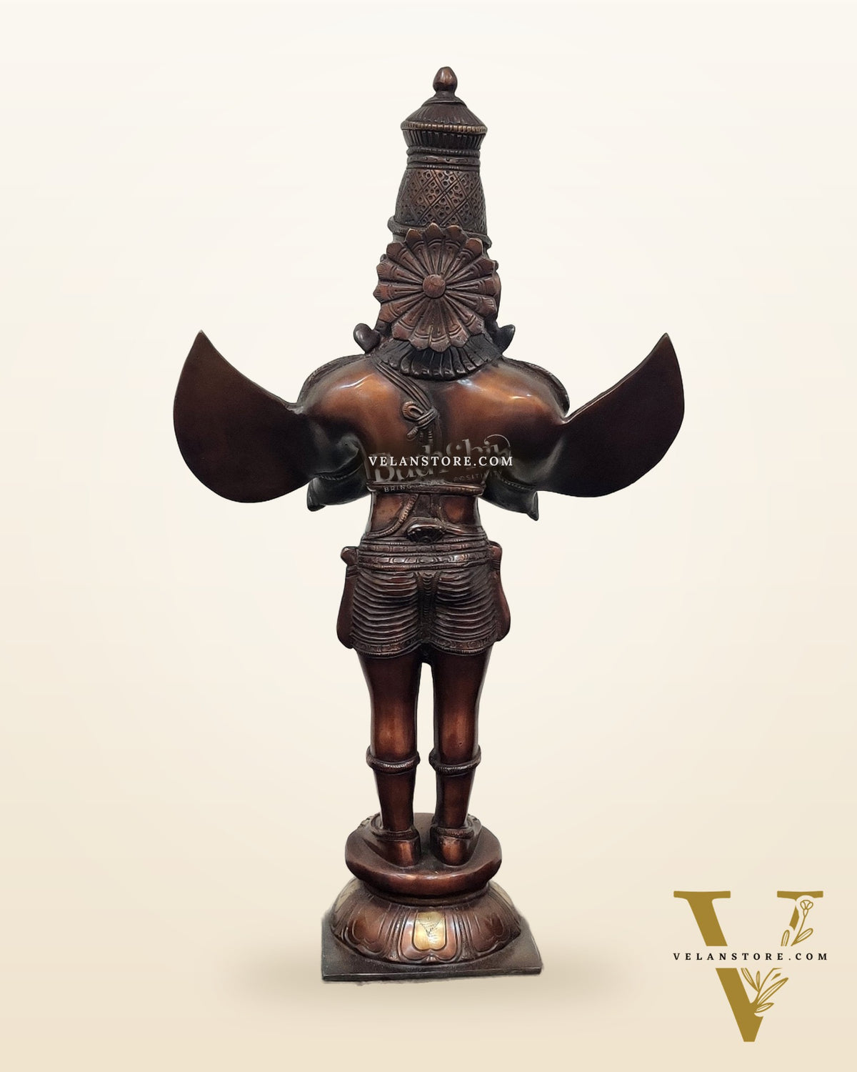 Handcrafted Brass Garuda Statue - Copper Brown Antique Finish, 22" Tall, 11 kgs