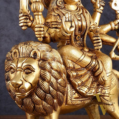 Handcrafted Brass Goddess Durga Statue – 8.5 Inches, Finely Carved Masterpiece