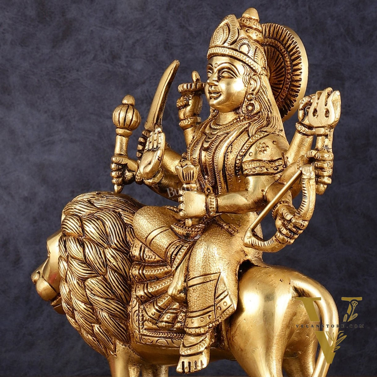 Handcrafted Brass Goddess Durga Statue – 8.5 Inches, Finely Carved Masterpiece