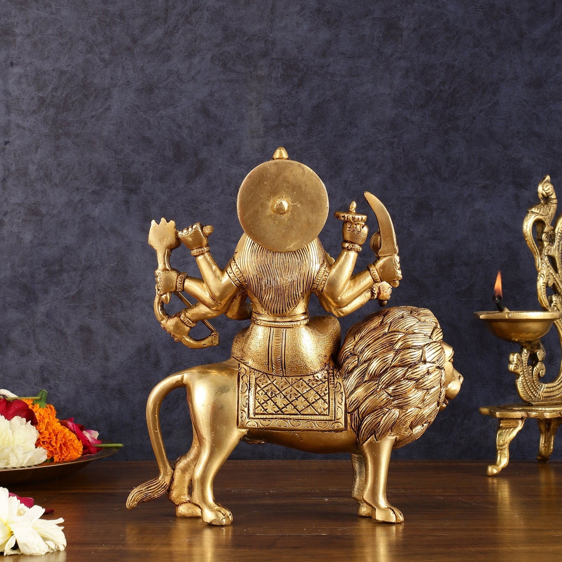 Handcrafted Brass Goddess Durga Statue – 8.5 Inches, Finely Carved Masterpiece
