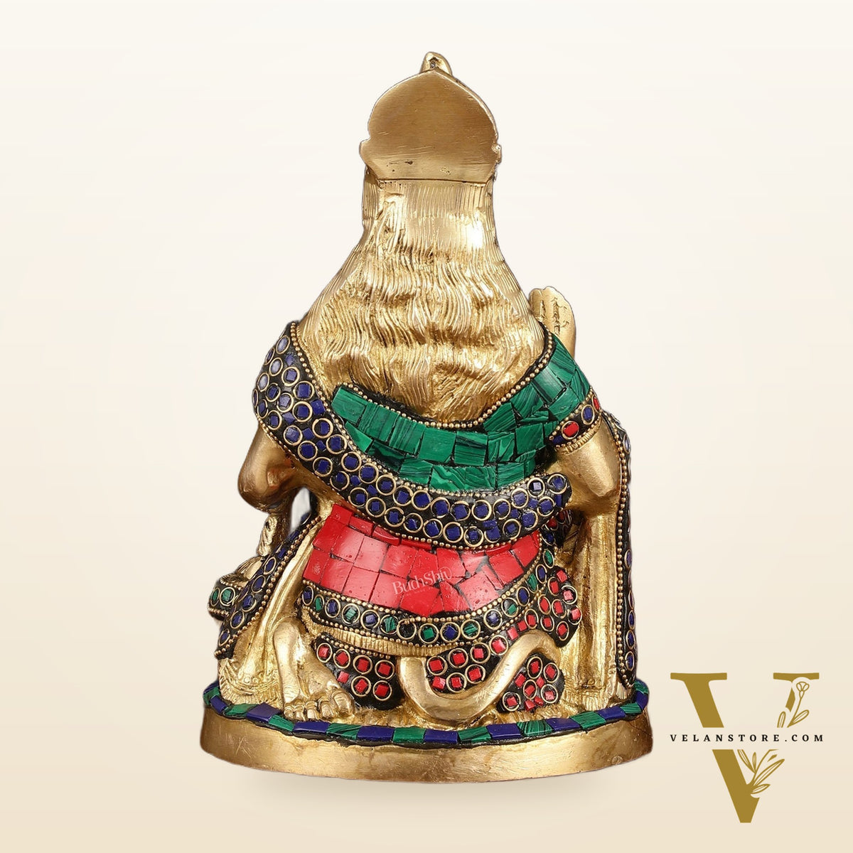 Handcrafted Brass Hanuman Idol - 9" with stonework