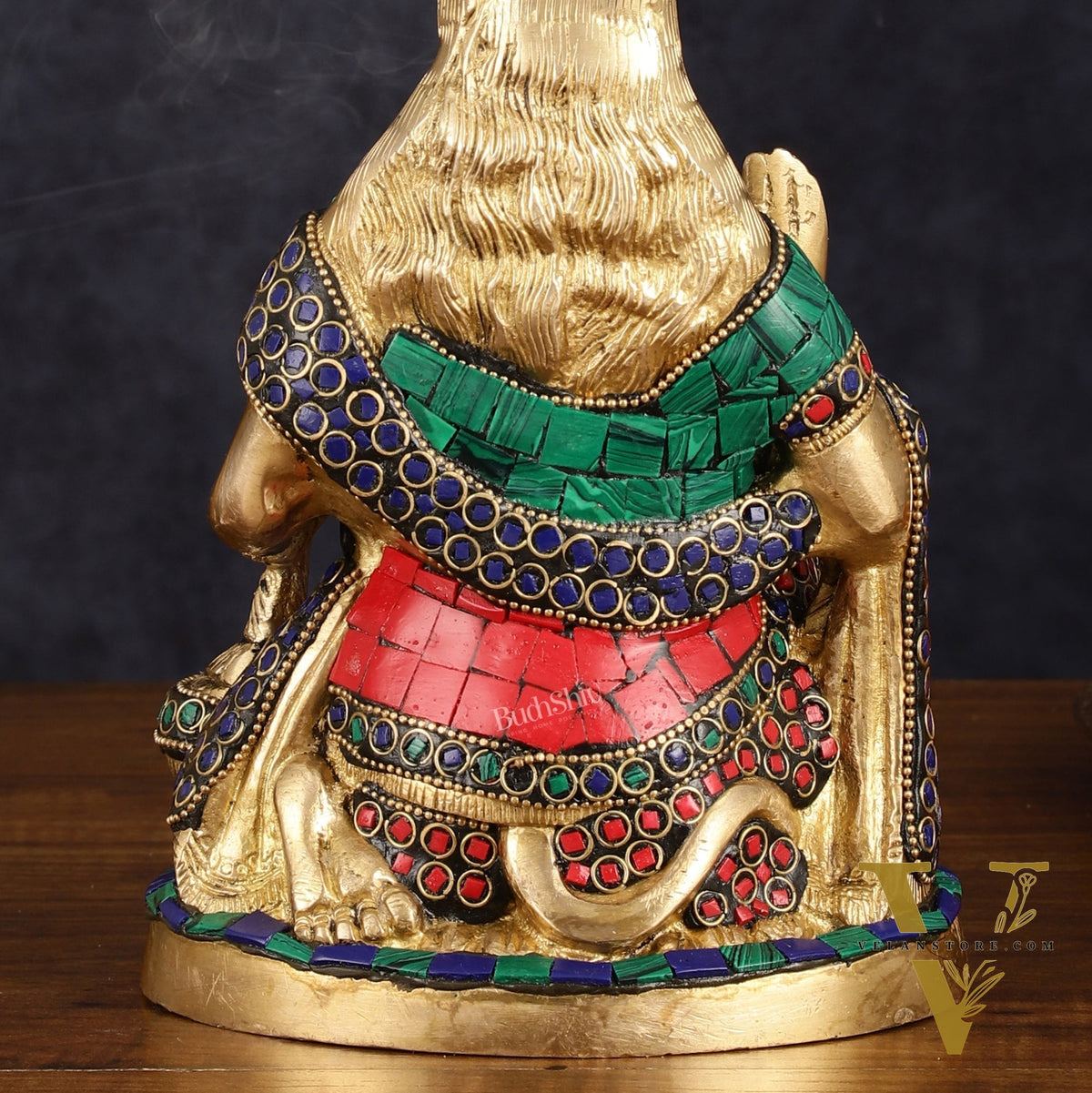 Handcrafted Brass Hanuman Idol - 9" with stonework