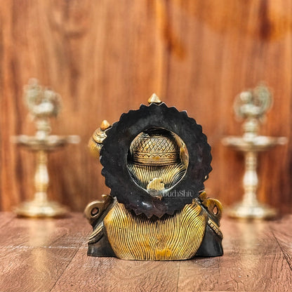 Handcrafted Brass Hanuman Ji Bust | Superfine Quality | 8" Height | Black and Gold