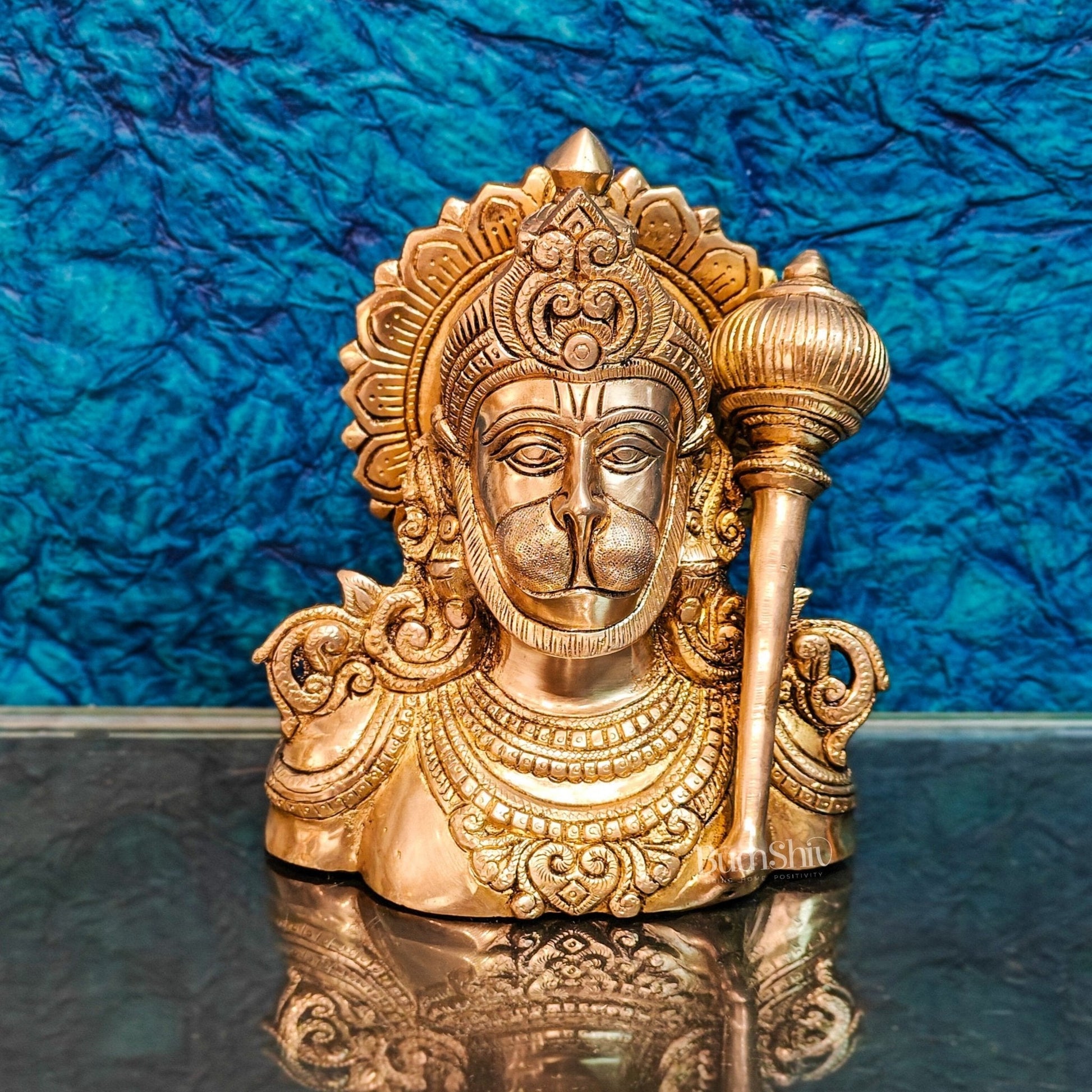 Handcrafted Brass Hanuman Ji face idol | 8" Height