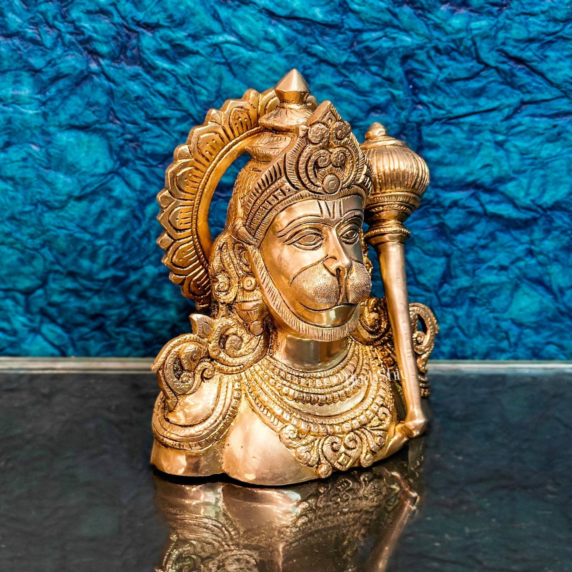 Handcrafted Brass Hanuman Ji face idol | 8" Height