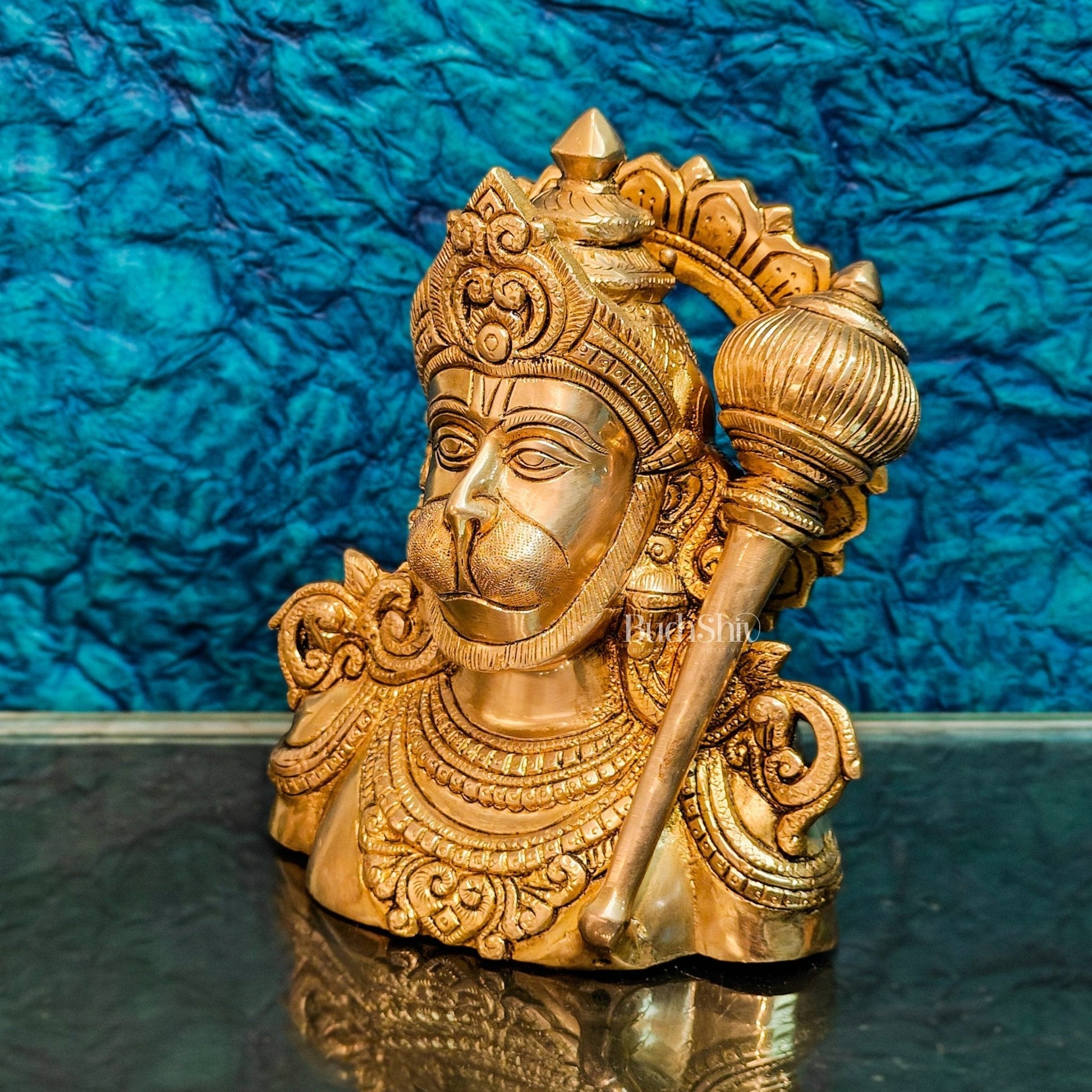 Handcrafted Brass Hanuman Ji face idol | 8" Height