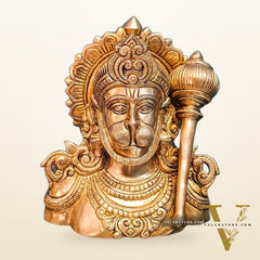 Handcrafted Brass Hanuman Ji face idol | 8" Height