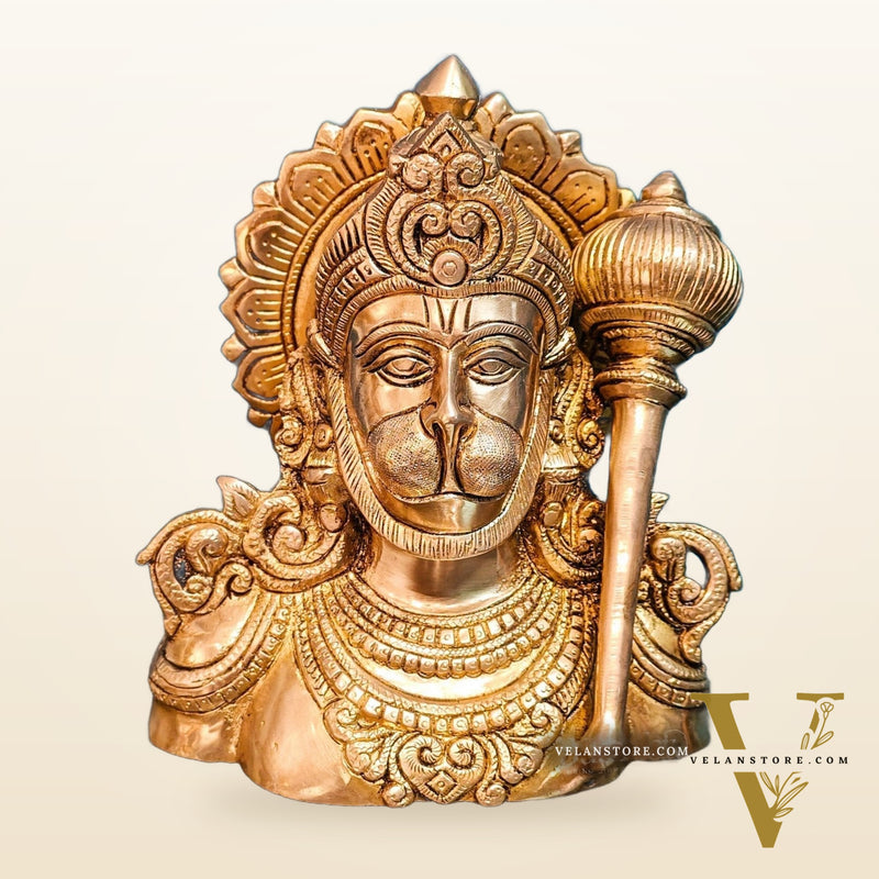 Handcrafted Brass Hanuman Ji face idol | 8" Height