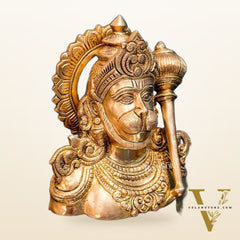 Handcrafted Brass Hanuman Ji face idol | 8" Height