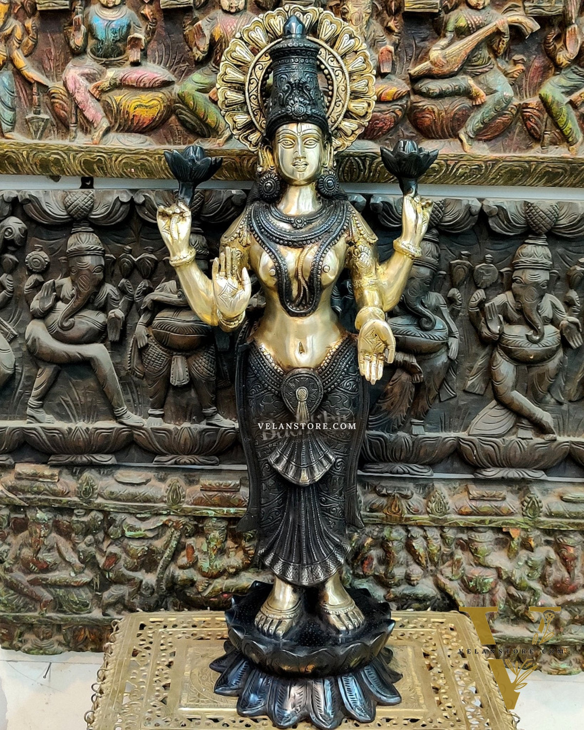 Handcrafted Brass Lakshmi Standing Statue 32"