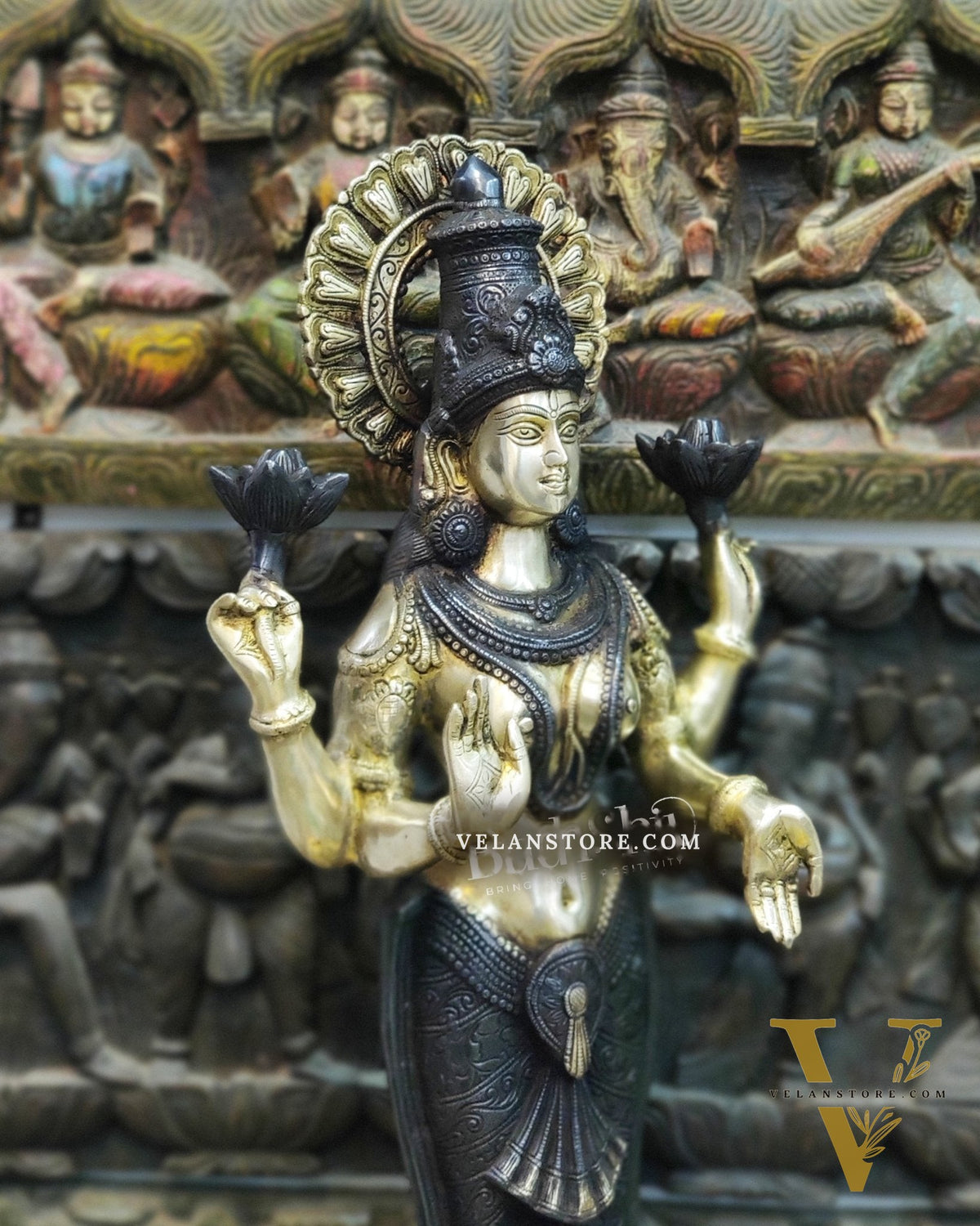 Handcrafted Brass Lakshmi Standing Statue 32"