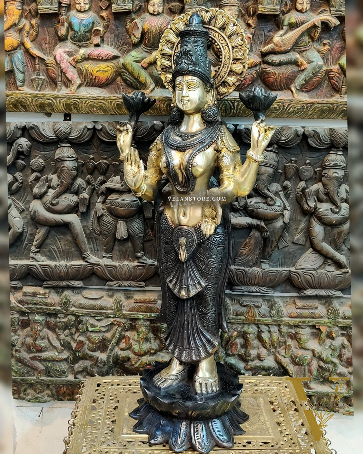 Handcrafted Brass Lakshmi Standing Statue 32"