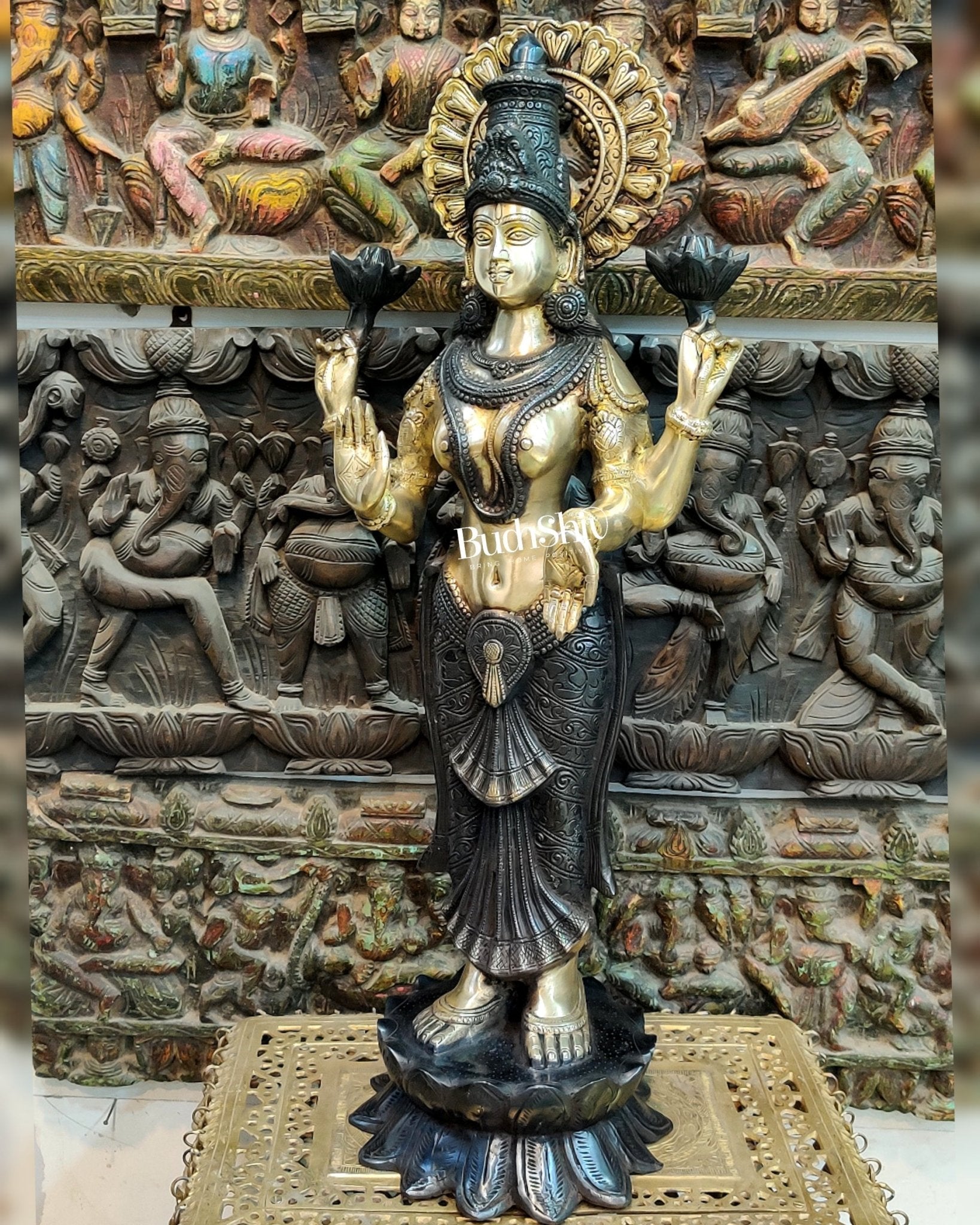 Handcrafted Brass Lakshmi Standing Statue 32"