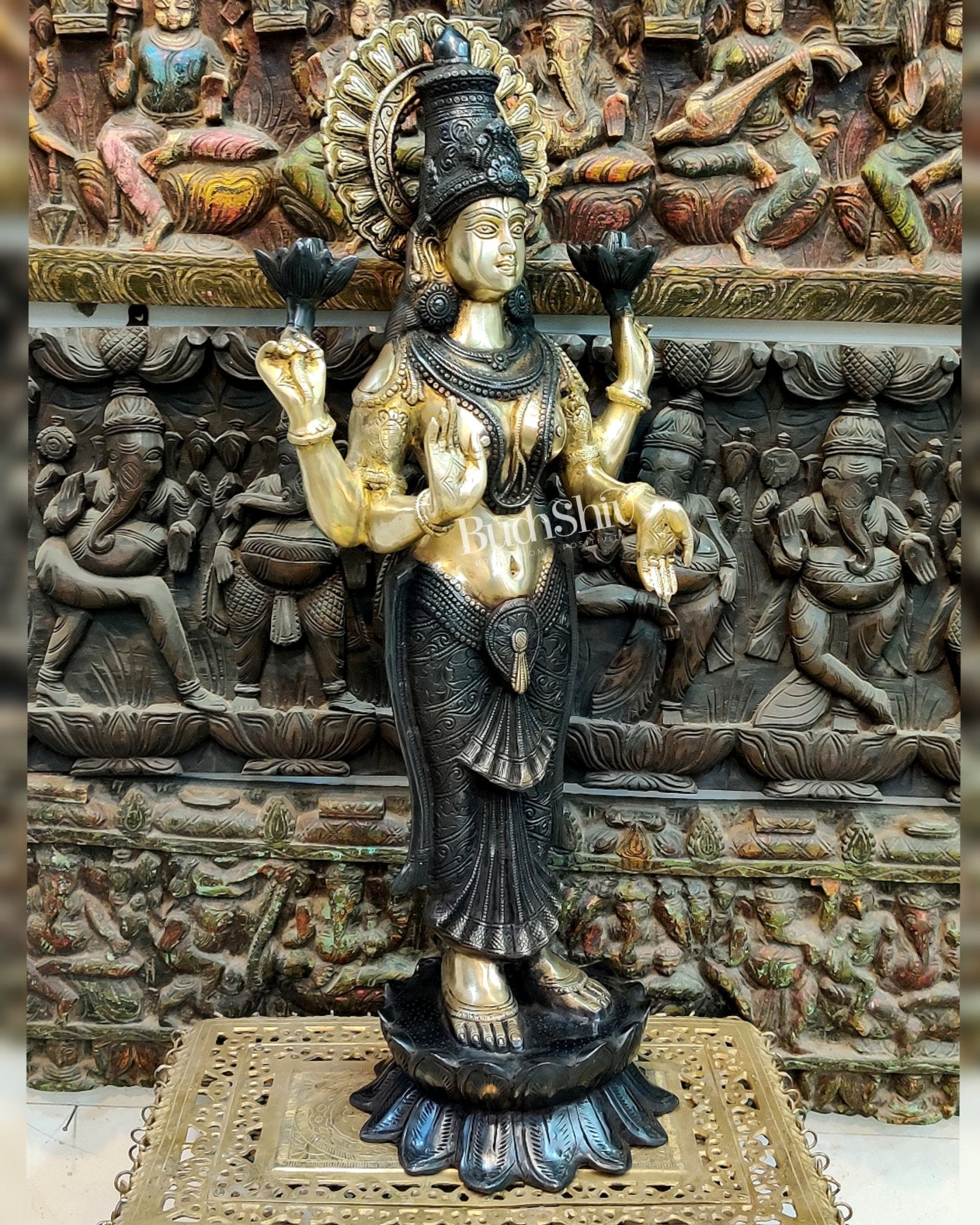 Handcrafted Brass Lakshmi Standing Statue 32"