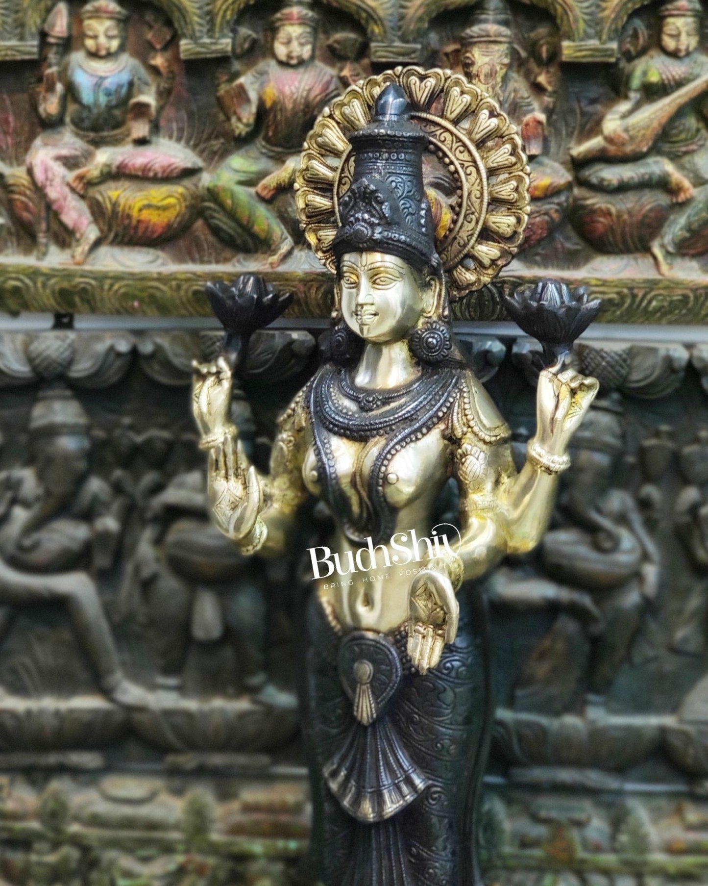Handcrafted Brass Lakshmi Standing Statue 32"