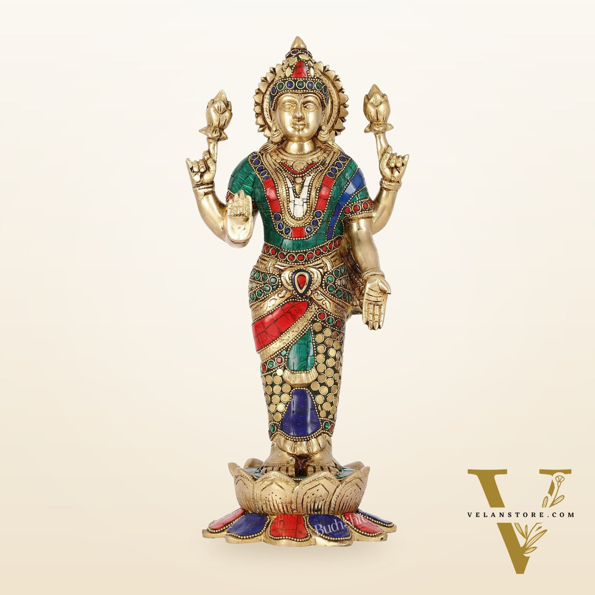 Handcrafted Brass Lakshmi Statue - 17" Height | Divine Brass idol