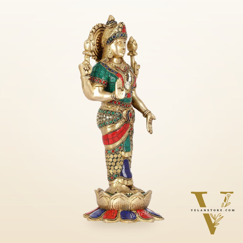 Handcrafted Brass Lakshmi Statue - 17" Height | Divine Brass idol