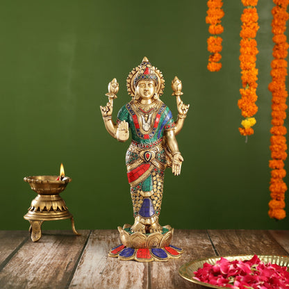 Handcrafted Brass Lakshmi Statue - 17" Height | Divine Brass idol