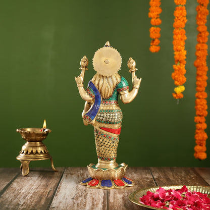 Handcrafted Brass Lakshmi Statue - 17" Height | Divine Brass idol