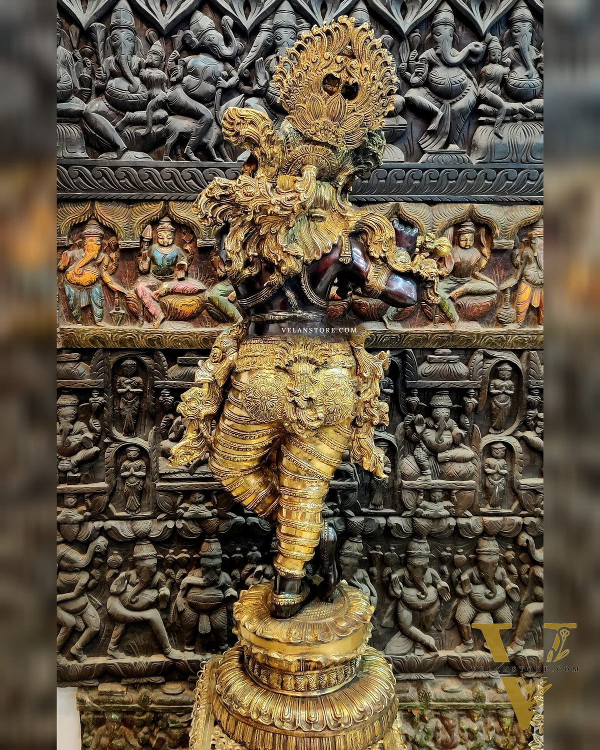 Handcrafted Brass Large Krishna Statue - 46 inch