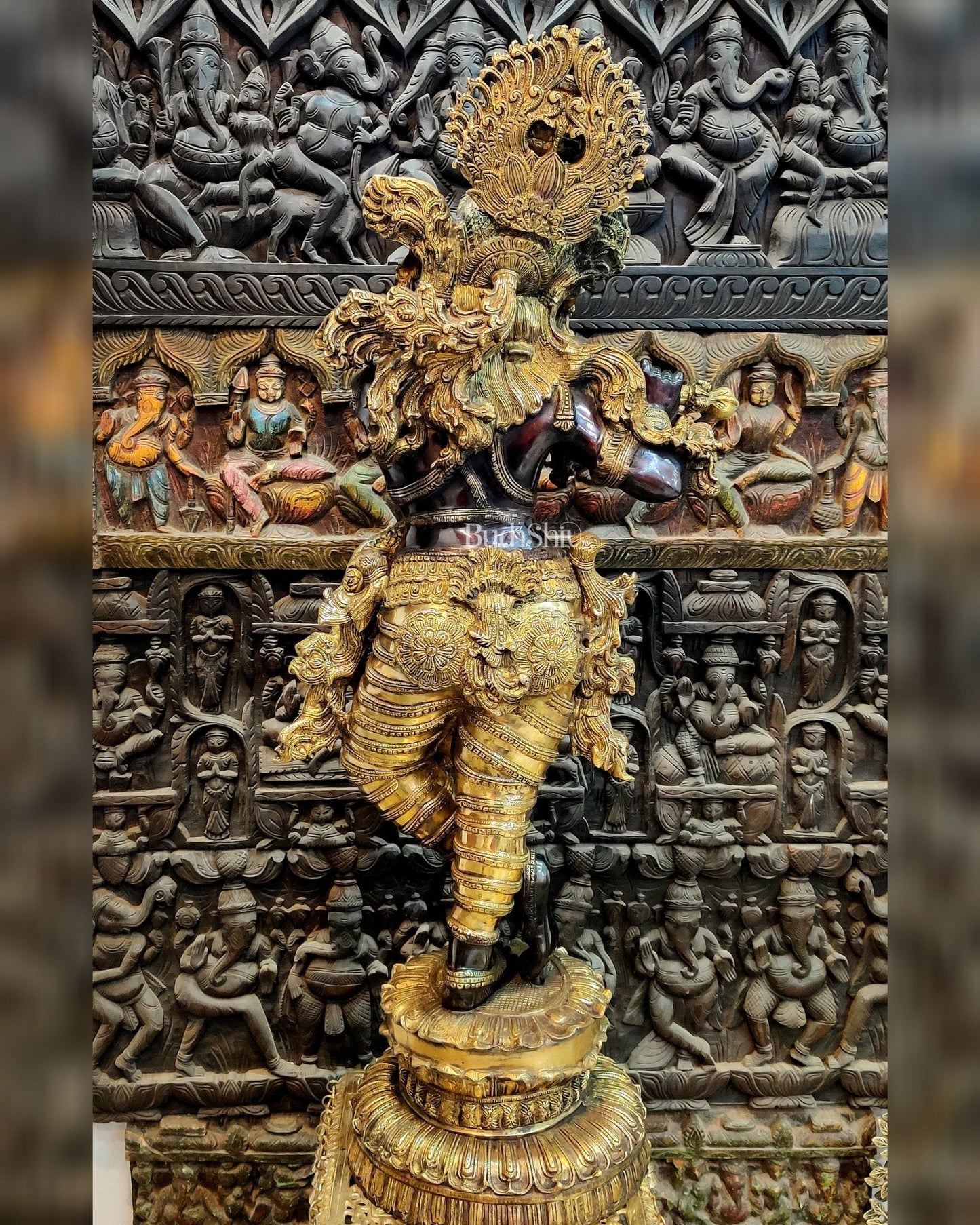 Handcrafted Brass Large Krishna Statue - 46 inch
