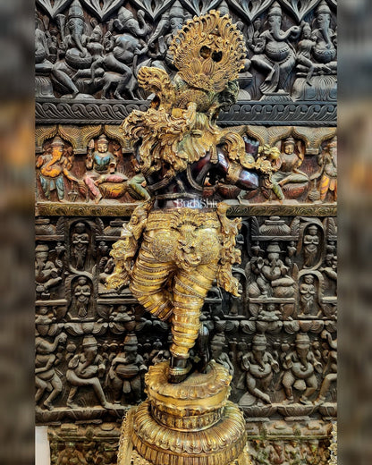 Handcrafted Brass Large Krishna Statue - 46 inch