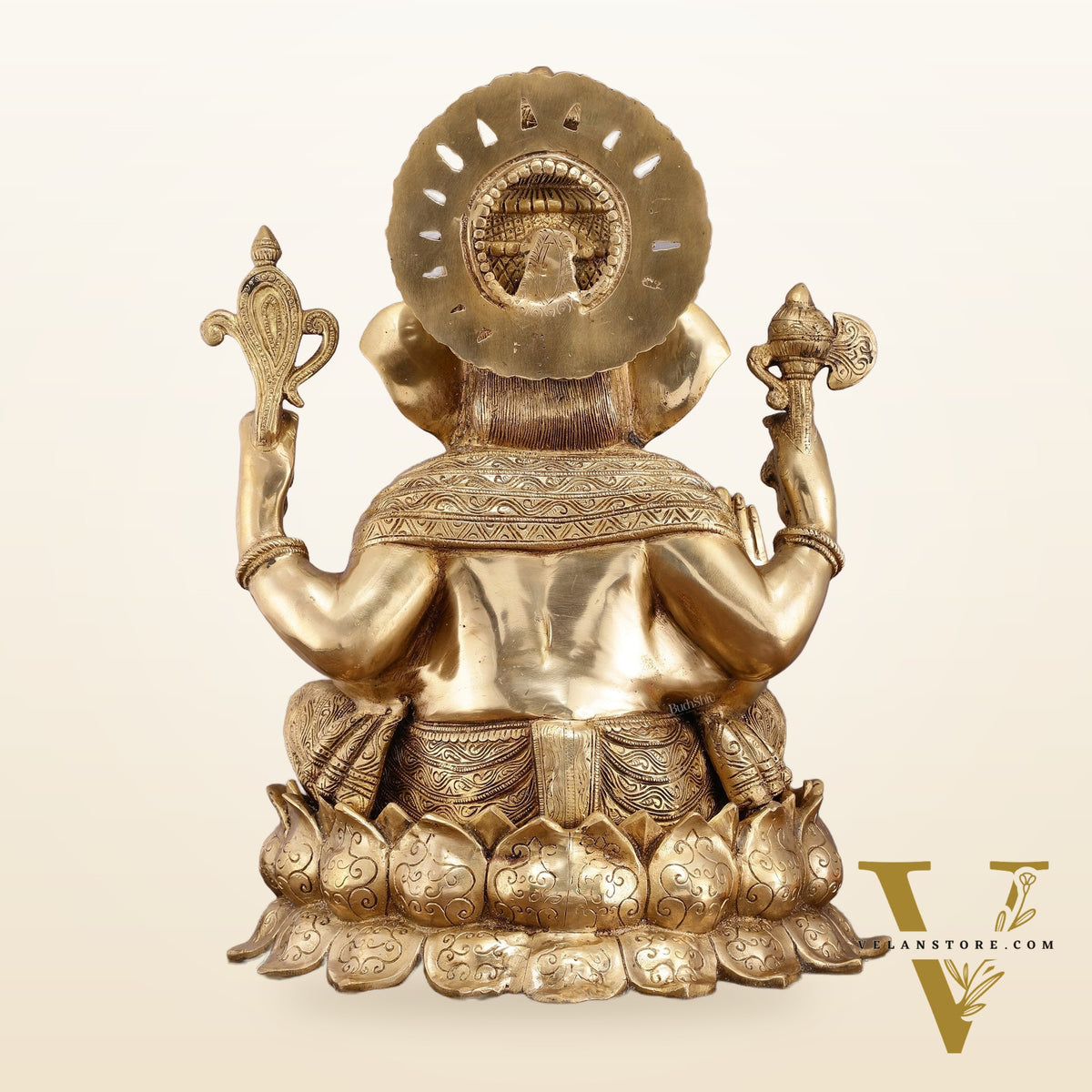 Handcrafted Brass Large Mangalkari Ganapati on Lotus Throne - 22" Statue