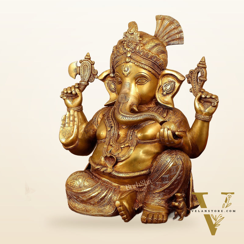 Handcrafted Brass Lord Ganesha Idol - 21"
