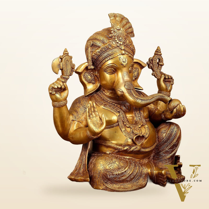 Handcrafted Brass Lord Ganesha Idol - 21"