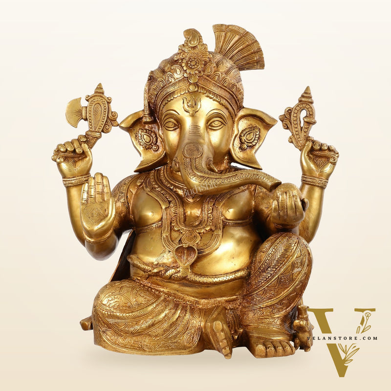 Handcrafted Brass Lord Ganesha Idol - 21"