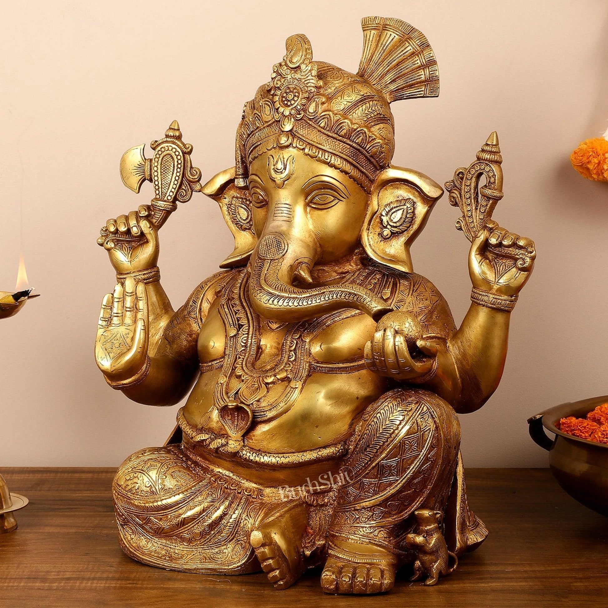 Handcrafted Brass Lord Ganesha Idol - 21"