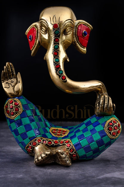 Handcrafted Brass Lord Ganesha modern abstract Idol | Height 8.5 inches