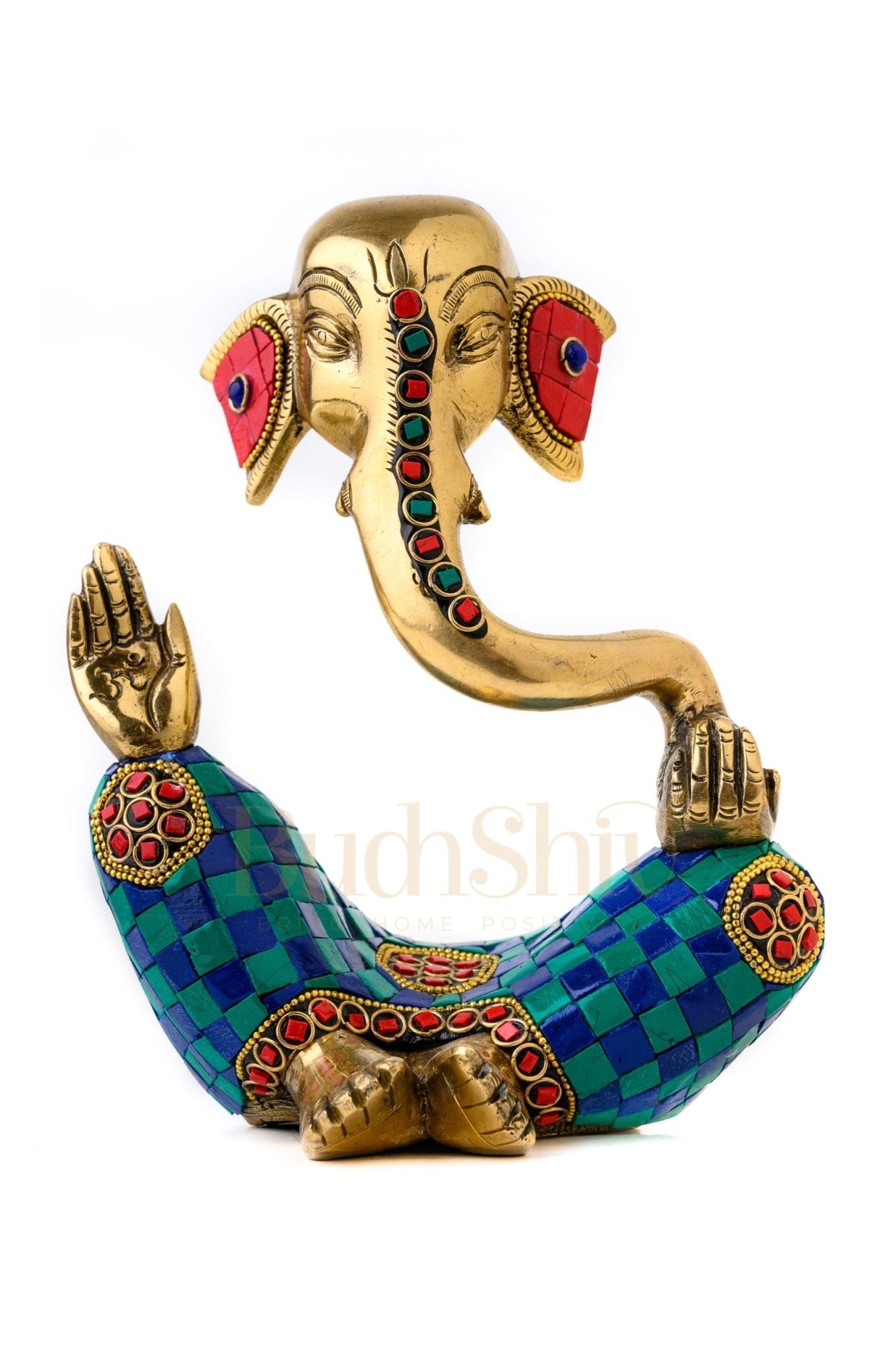 Handcrafted Brass Lord Ganesha modern abstract Idol | Height 8.5 inches