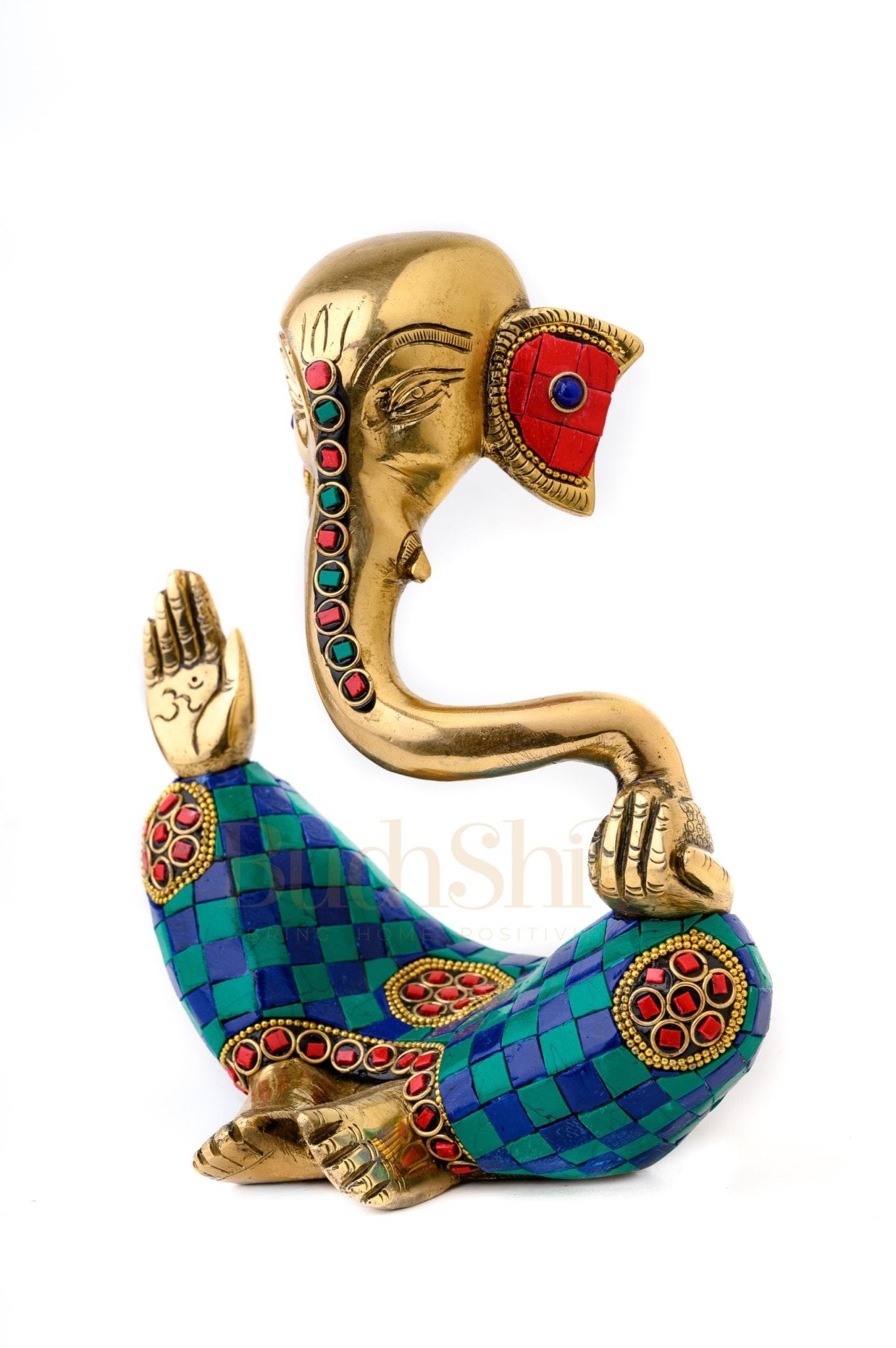 Handcrafted Brass Lord Ganesha modern abstract Idol | Height 8.5 inches