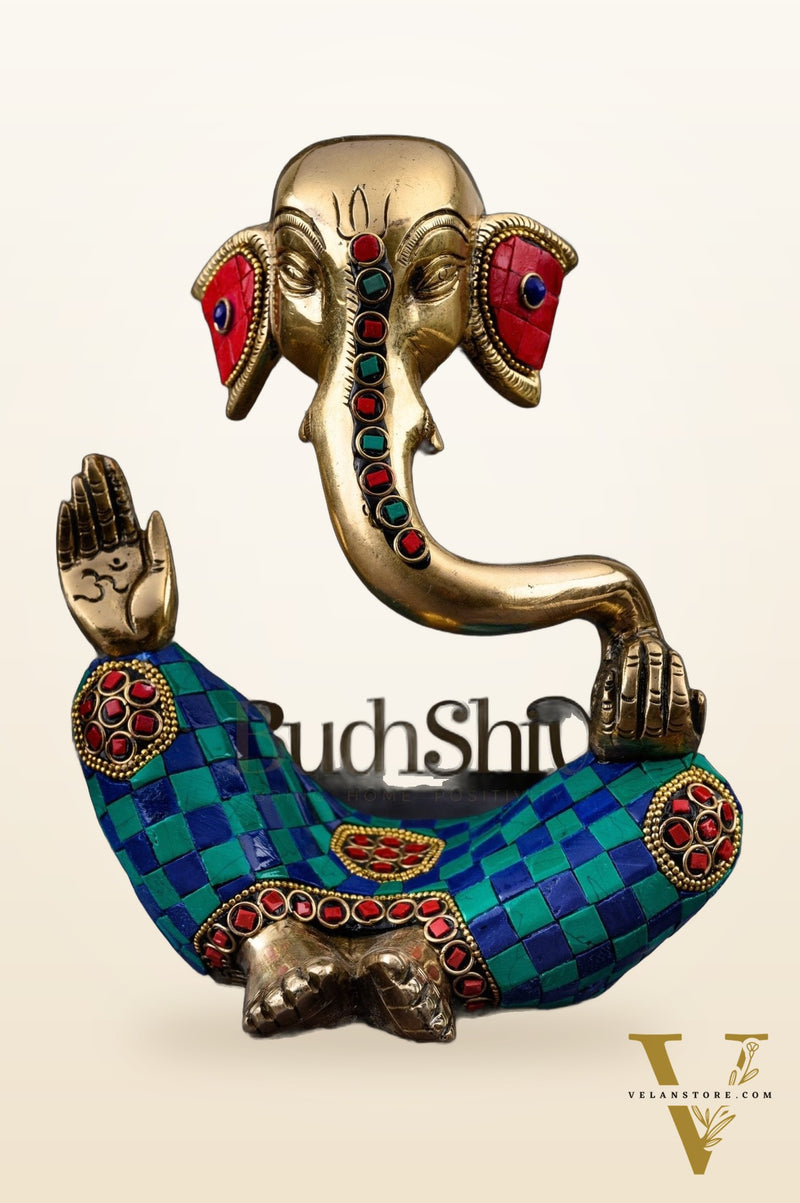 Handcrafted Brass Lord Ganesha modern abstract Idol | Height 8.5 inches
