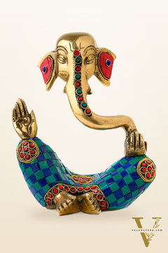 Handcrafted Brass Lord Ganesha modern abstract Idol | Height 8.5 inches