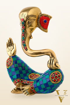 Handcrafted Brass Lord Ganesha modern abstract Idol | Height 8.5 inches
